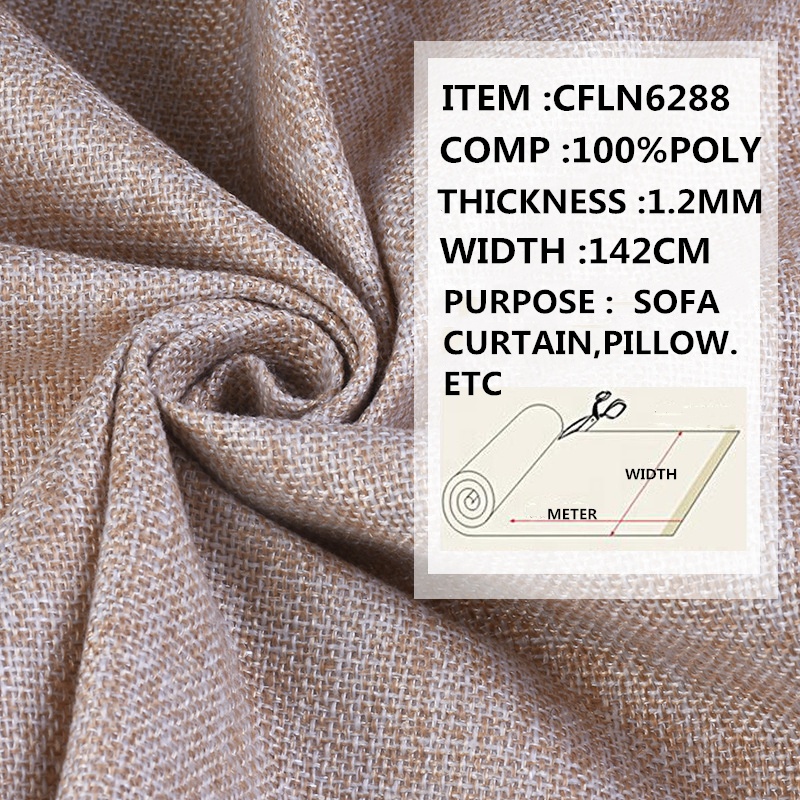 high quality colorful 99% Polyester Linen-like sofa fabric upholstery fabric 