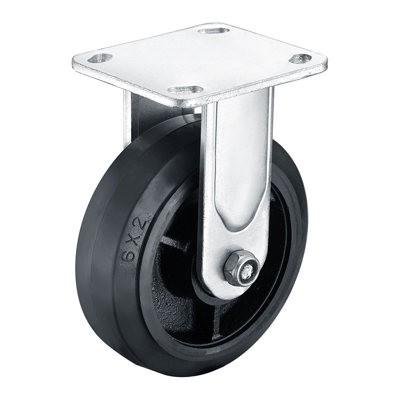 Black Elastic Rubber Mold on Cast iron Rim Wheels & Castors - 19 Series