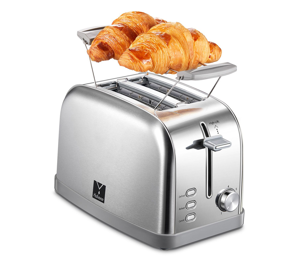 2 slice toaster, Retro Bagel Toaster Toaster with 7 Bread Shade Settings, 2 Extra Wide Slots, Defrost/Bagel/Cancel Function, Removable Crumb Tray, Stainless Steel Toaster by Yabano