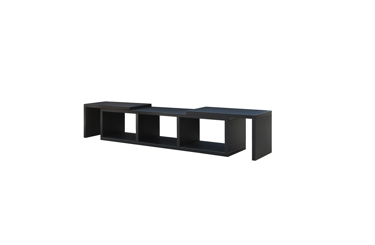 TF095Oak veneer extend TV stand with black color-TF095