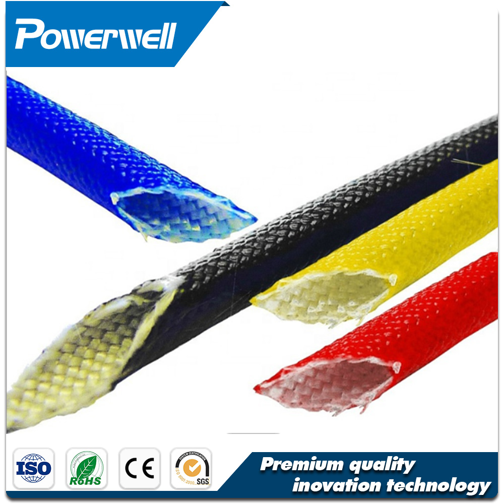 VG202 Alkali-free fiberglass braided sleeving coated with acrylic resin