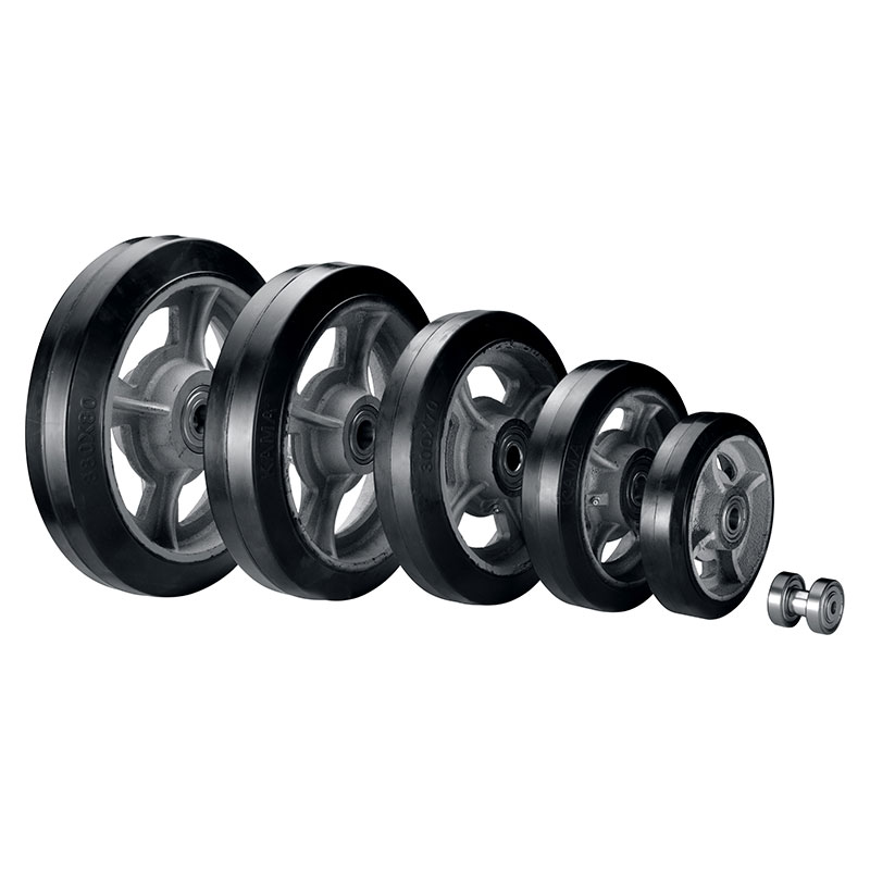 Black Elastic Rubber Industry Wheels (Cast Iron Rim) - A37 Series