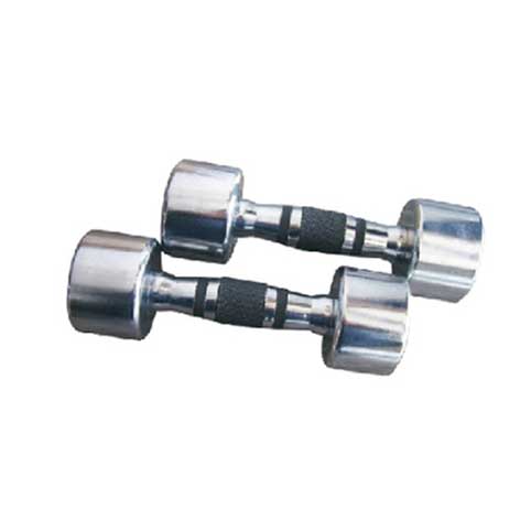 Chrome-plated dumbbells with rubber handles