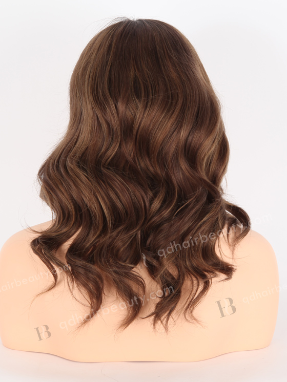 In Stock European Virgin Hair 12" All One Length Beach Wave 10/8# highlights, roots 2# Color Grandeur Wig GRD-08007
