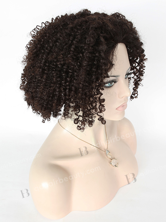 In Stock Brazilian Virgin Hair 16" tight spiral curl Natural Color Silk Top Glueless Wig GL-04049