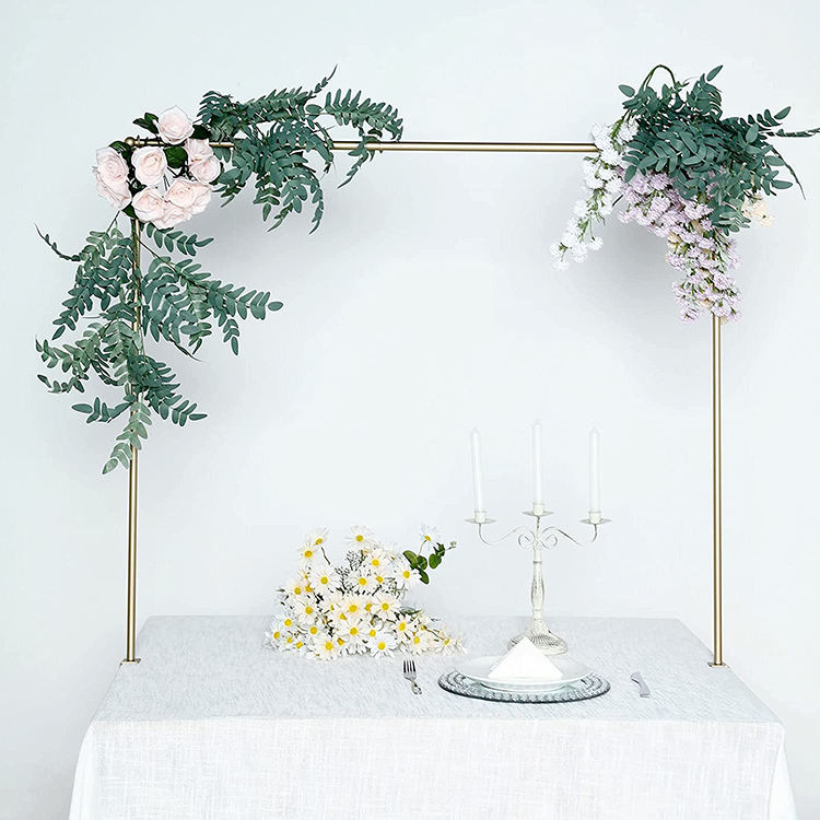 JH-Mech Metal Table Flower Arch 42" Tall Gold Adjustable Over The Table Rod Stand for Weddings Showers Party