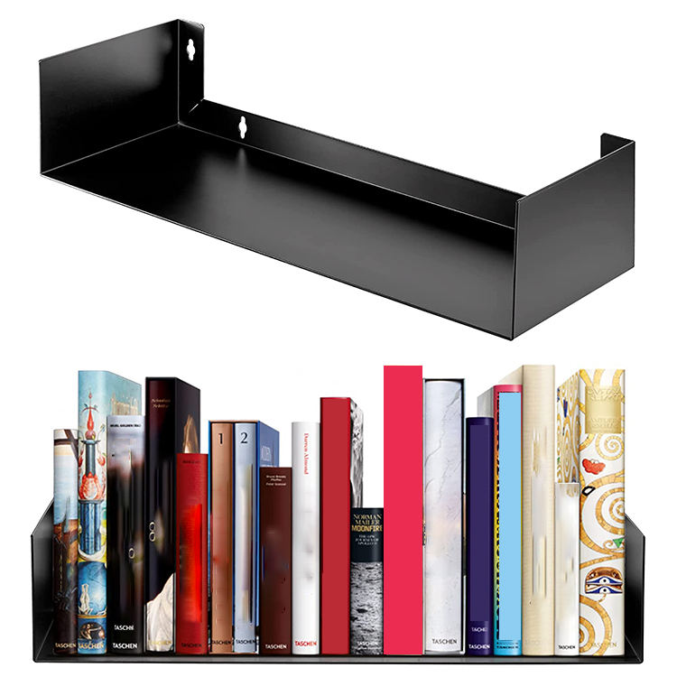 JH-Mech Book Shelf OEM Modern Sturdy Wall Mounted Black L Shape Metal Bookshelves Book Organizer