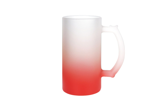16 oz. Frosted Beer Mug w/Color Bottom, Red