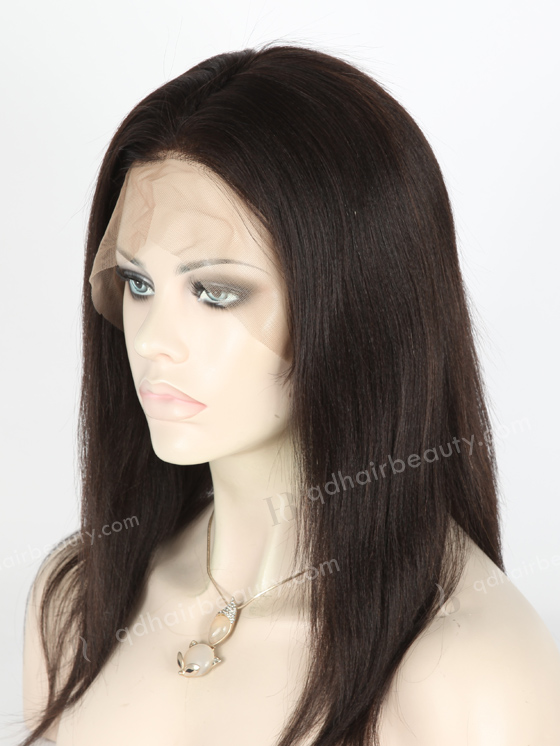 In Stock Indian Remy Hair 14" Yaki Straight Natural Color 360 Lace Wig 360LW-01004