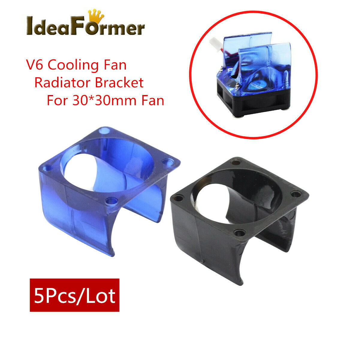 5Pcs V6 Injection Molding Fan Housing Guard Fan Bracket Heat Sink Fan Mount.