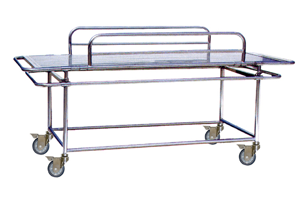 B-6 stainless steel patient stretcher with 4 small wheels
