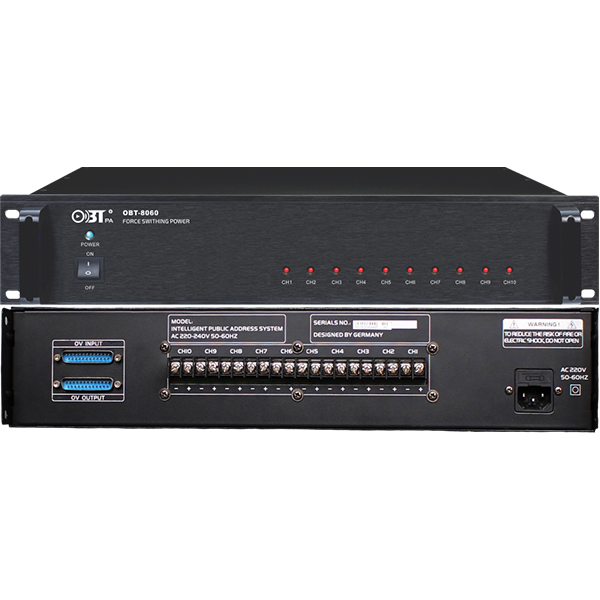 OBT-8060 PA System 10 Channels Switch Power Amplifier, Forced Switching Power Supply 