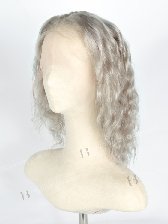 Grey Color 12'' Peruvian Virgin Human Hair Lace Front Wig WR-CLF-034