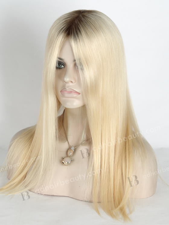 In Stock European Virgin Hair 16" Straight T9/60# Color Silk Top Glueless Wig GL-08089