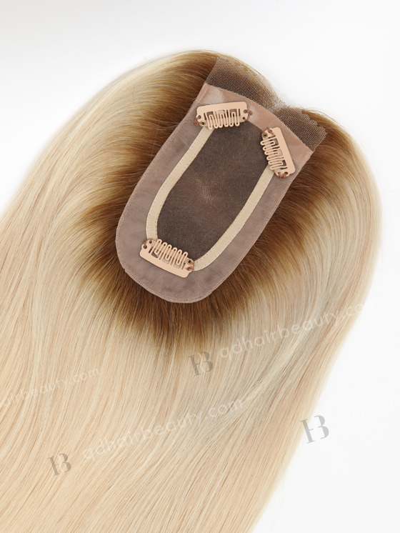In Stock 2.75"*5.25" European Virgin Hair 16" Straight T9/white Color Monofilament Hair Topper-124