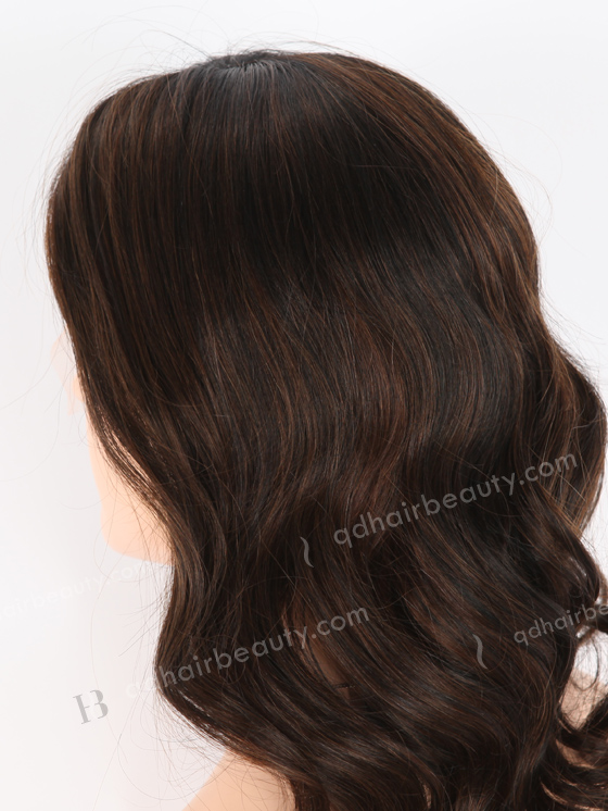 In Stock European Virgin Hair 16" Beach Wave T1/3# With 1# Highlights Color Lace Front Wig RLF-08026