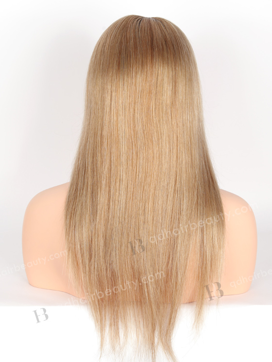 In Stock European Virgin Hair 16" Straight Base 8#/22#/60#, Roots 4# Color Monofilament Top Glueless Wig GLM-08006