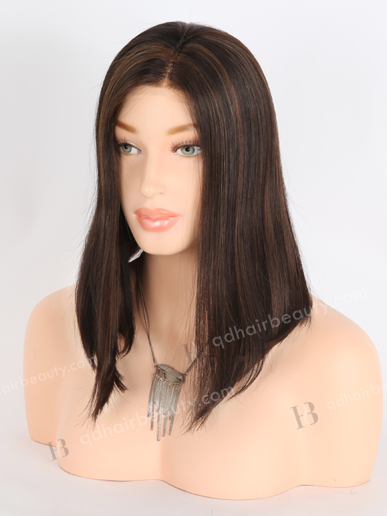 In Stock European Virgin Hair 12" BOB Straight 2# with 4# Highlights Color Monofilament Top Glueless Wig GLM-08013