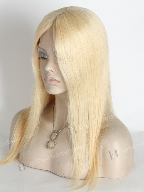 In Stock European Virgin Hair 16" Straight 613# Color Lace Front Silk Top Glueless Wig GLL-08036