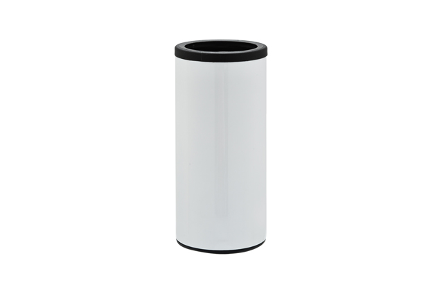 12 oz. Stainless Steel Can Cooler-White w/Black Cover