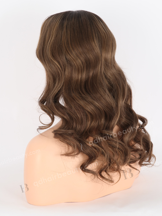 In Stock European Virgin Hair 16" Beach Wave T2/10# With T2/8# Highlights Color Lace Front Wig RLF-08020