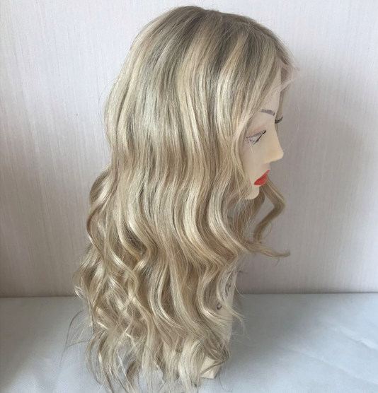 Stock Blonde hair lace top wig 