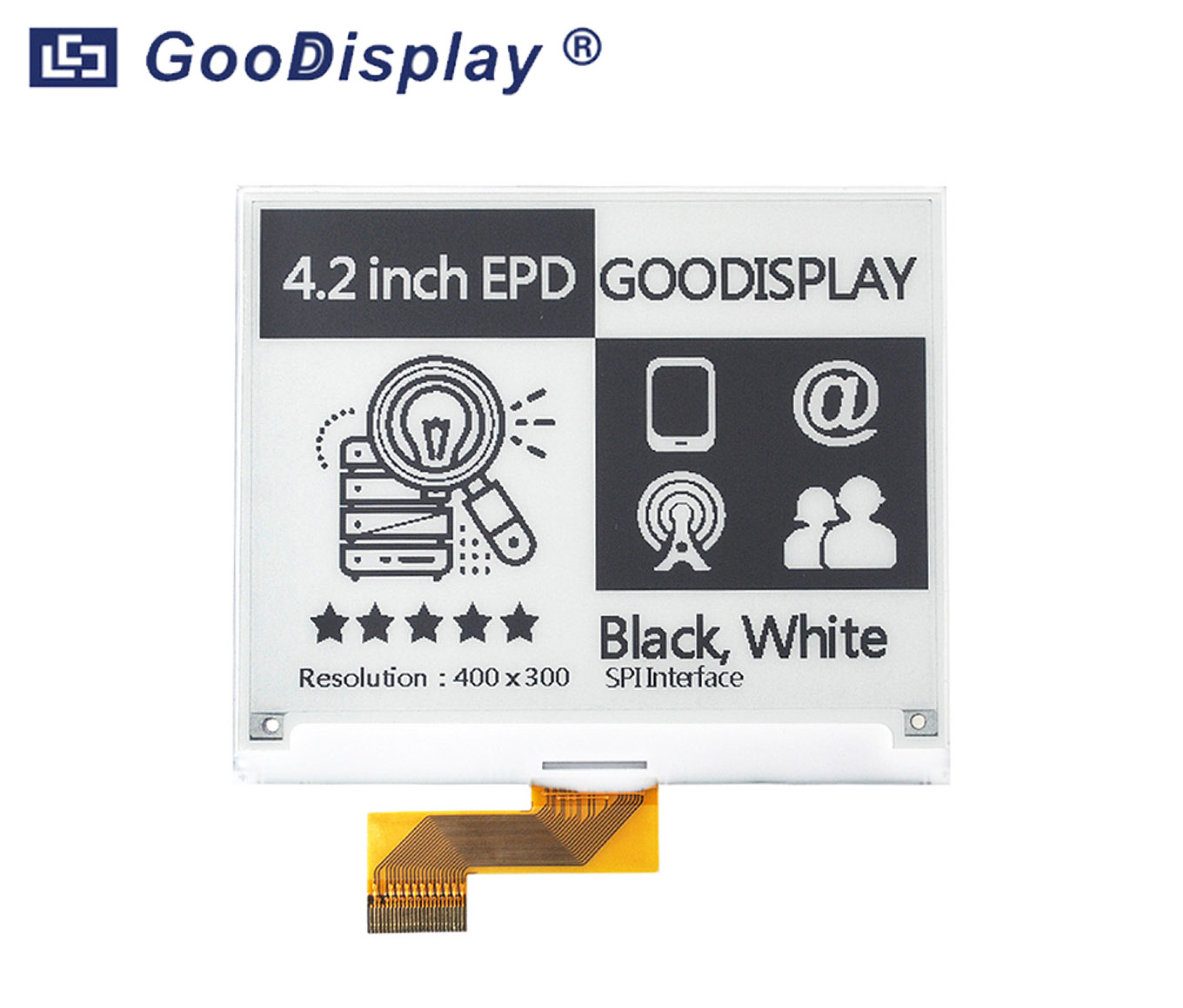 4.2 inch e-ink display high rate refresh 400x300 SPI, GDEY042T81