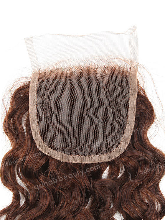 In Stock Indian Remy Hair 18" Natural Curly Color #4 Top Closure STC-366