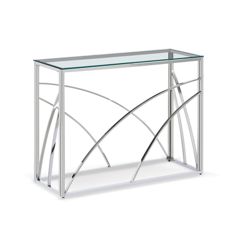 Clear Tempered Glass Table with Stainless Steel Legs