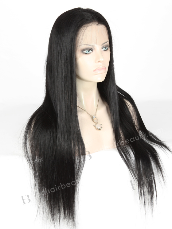 In Stock Indian Remy Hair 22" Straight 1# Color Full Lace Wig FLW-01643