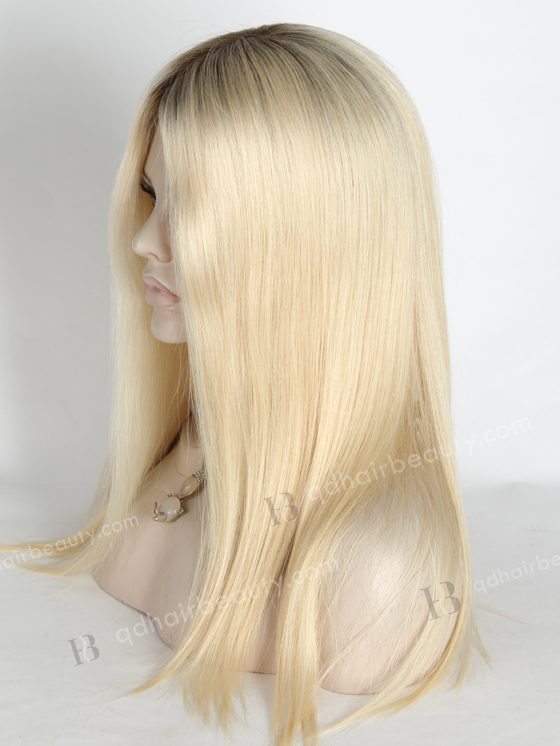 In Stock European Virgin Hair 16" Straight T9/60# Color Silk Top Glueless Wig GL-08089