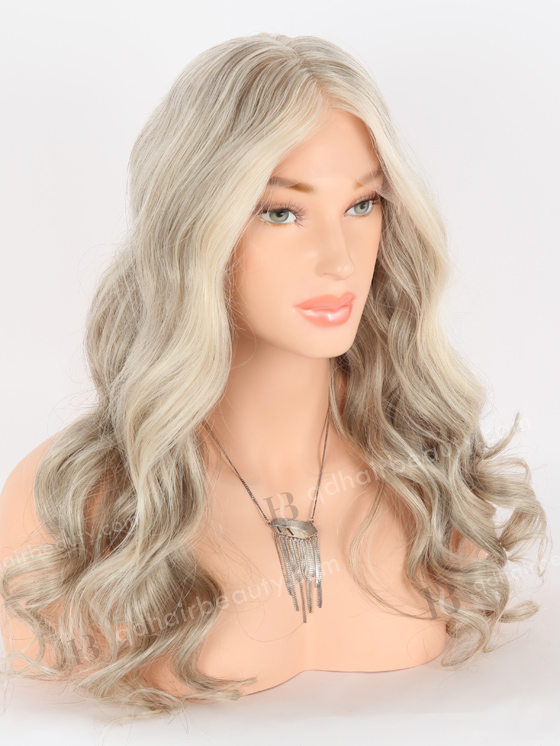In Stock European Virgin Hair 20" Beach Wave Grey Color Lace Front Wig RLF-08040