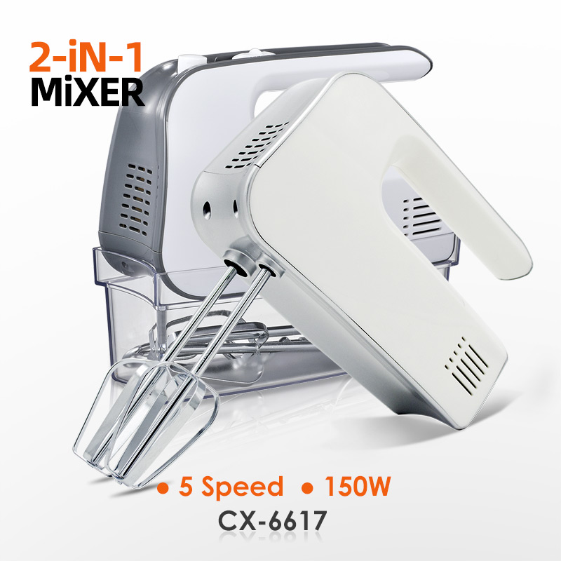 CX-6617 5 Speed 100W 120W 150W Egg Beater Electric Hand Held Mixer with Storage Case Box