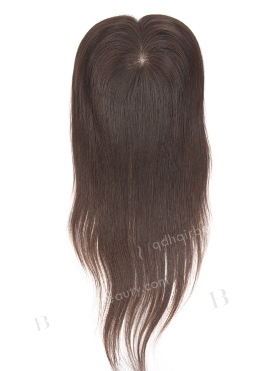 In Stock 5.5"*6" European Virgin Hair 18" Natural Straight Natural Color Silk Top Hair Topper-010