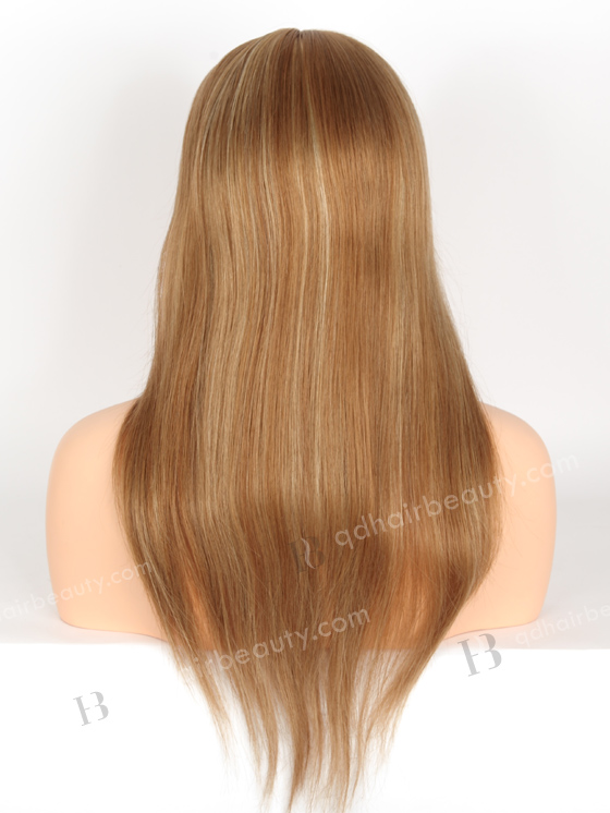 In Stock European Virgin Hair 18" Straight 8a# With 22# Highlights Color Monofilament Top Glueless Wig GLM-08008
