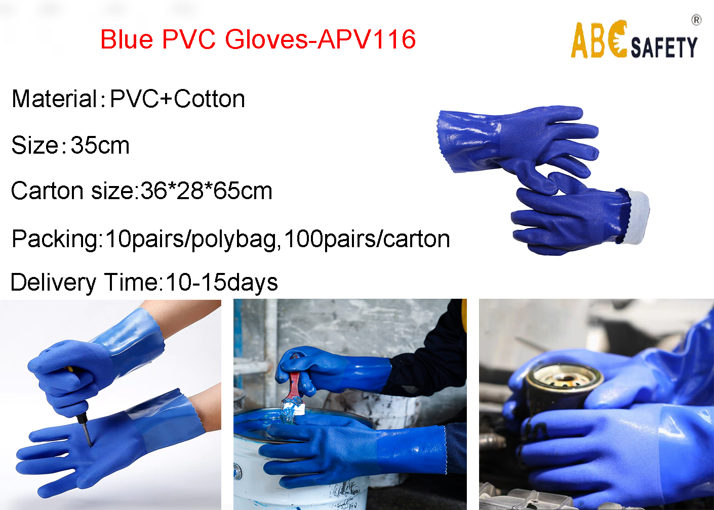 Blue PVC industrial gloves - APV116