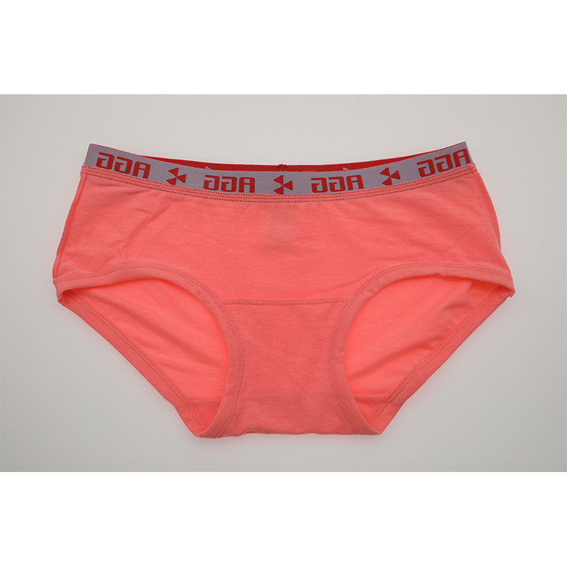 女短裤 三角裤红色提花腰带藕粉色纯色