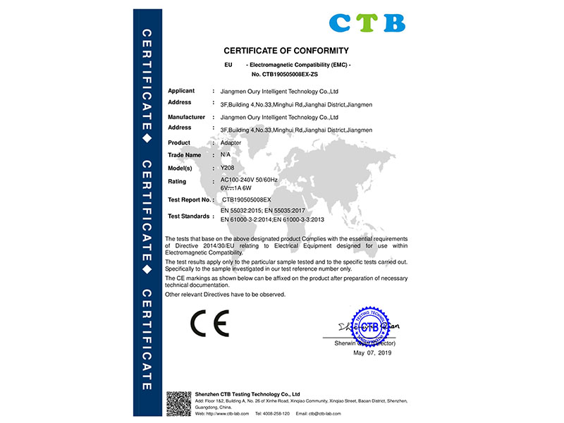 CE-EMC certificate for soap dispenser power supply