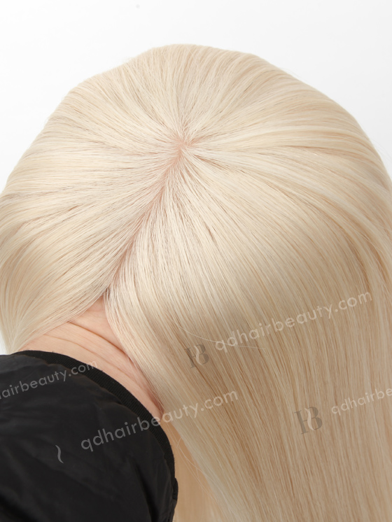 In Stock European Virgin Hair 16" Straight White Color 7"×7" Silk Top Wefted Topper-077