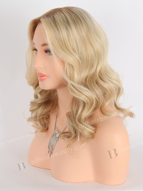 In Stock European Virgin Hair 14" All One Length Beach Wave 60/8a# Highlights, Roots 8a# Color Grandeur Wig GRD-08003