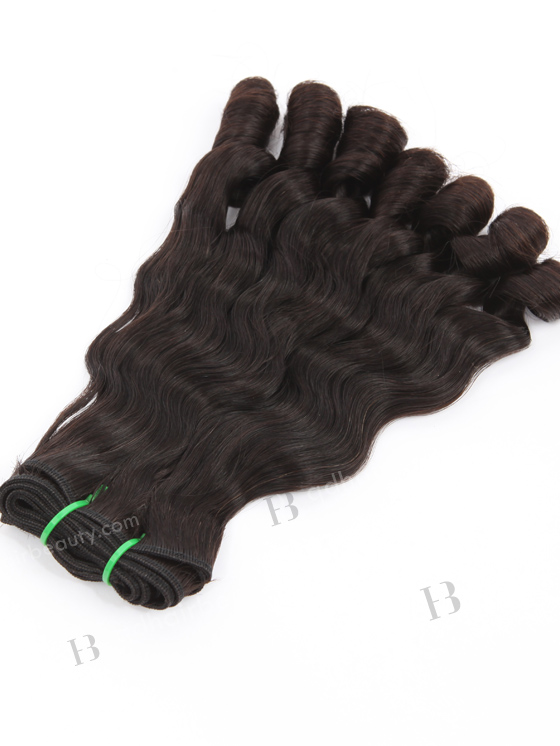 In Stock 5A Peruvian Virgin Hair 14" Double Drawn Wavy With Curl Tip Natural Color Machine Weft SM-6162