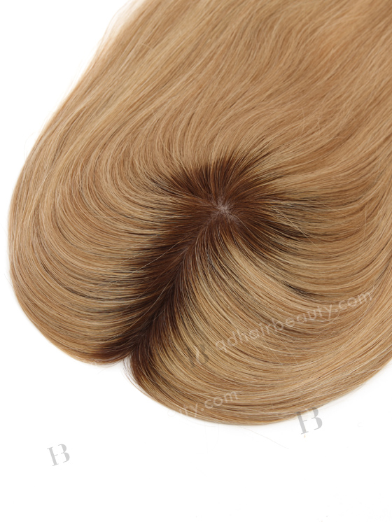 In Stock 5.5"*6.5" European Virgin Hair 16" Straight T4/8# With T4/613# Highlights Color Silk Top Hair Topper-147
