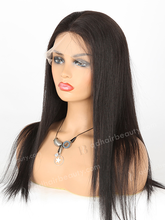 In Stock European Virgin Hair 18" Straight 1B# Color Silk Top Full Lace Wig STW-841