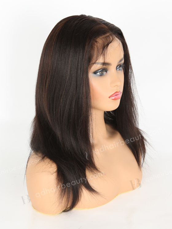 Yaki Full Lace Wigs Human Hair 14" With Baby Hair 1b/4# Highlights FLW-01160