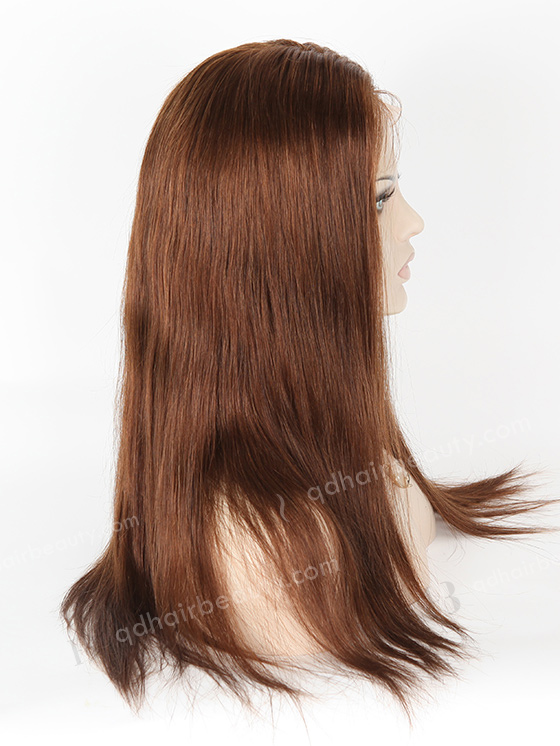In Stock European Virgin Hair 18" Straight Color #4 Silk Top Full Lace Wig STW-836