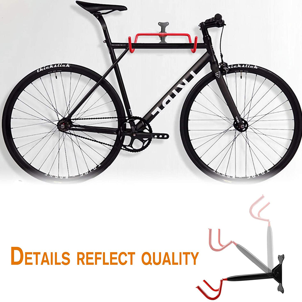 JH-Mech 10mm Diameter Hook PVC Protected Indoor Bike Rack Wall Mount Hanging Foldable Bike Rack Holder