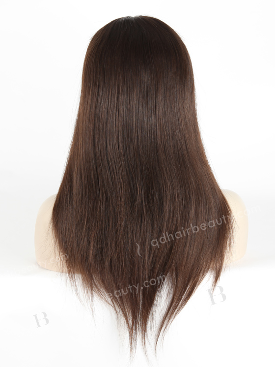 In Stock European Virgin Hair 16" Natural Straight Natural Color Silk Top Full Lace Wig STW-812