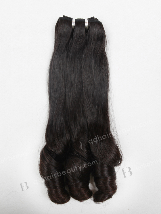 In Stock 7A Peruvian Virgin Hair 18" Double Drawn Straight with Spiral Curl Tip Natural Color Machine Weft SM-646