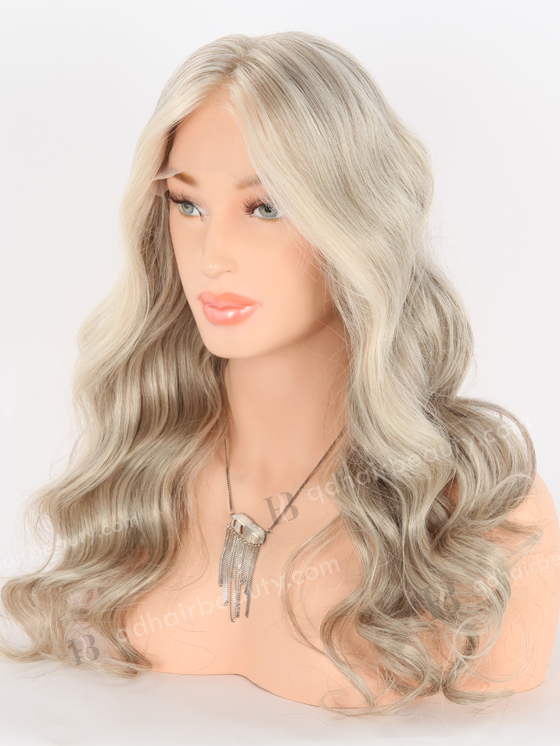 In Stock European Virgin Hair 20" Beach Wave Grey Color Lace Front Wig RLF-08040