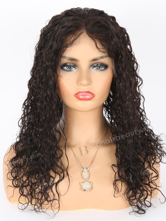 Full Lace Human Hair Wigs Indian Remy Hair 18" Water Wave 1B# Color FLW-01902